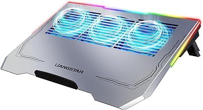 LIANGSTAR Laptop Cooling Pad 12-17.3 Inch, 3Fans Laptop Cooling Pad (1600RPM) with Non-slip Stand, USB Port, RGB Light, Ergonomic Design, Dust Filter,Black