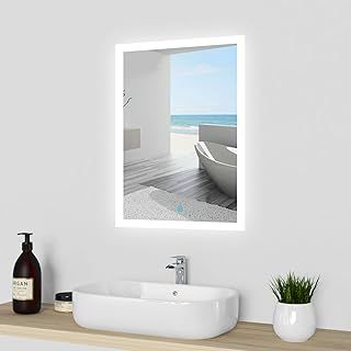 700x500 Bathroom Wall Mirror with LED Lights, LED Bathroom Mirror with Demister Pad, Anti-fog, Touch Sensor Switch, Wall Mounted Vanity Mirror Vertical or Horizontal