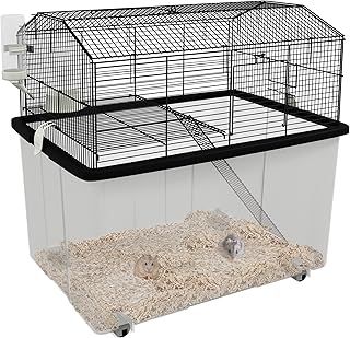 PawHut Hamster Cage, Two-Tier Gerbil Cage w/Deep Bottom, Ramp, Food Dish