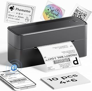 Phomemo 241BT Thermal Label Printer, Shipping Label Printer 4x6, No Ink, Compatible with Android, IOS ＆ PC, Widely Used for Royal Mail, Hermes, Shopify, Amazon, FedEx, UPS. Grey