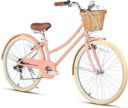 Glerc Missy 20" 24" 26" Inch Girl Cruiser Hybrid 6-Speed City Bicycle for Youth Girls Over 8 Years Old with Wicker Basket & Lightweight, Multiple Colors