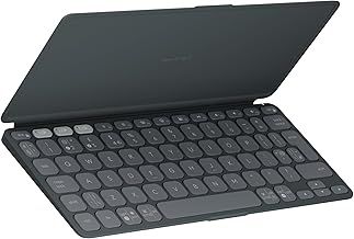 Logitech Keys-To-Go 2 Portable Bluetooth Keyboard for Tablet With Built-in Cover, Slim and Compact Wireless Keyboard for Windows, Android, Linux, iPad, iPhone, Mac, Apple TV, QWERTY UK - Graphite