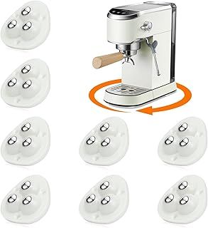 Appliance Wheels for Kitchen Appliances, 360° Swivel Mini Caster Wheels, Self Adhesive Castor Ball Transfers for Small Kitchen Appliances, Storage Box, Trash Can (with 3 Ball Bearings, White, 8 PCS)