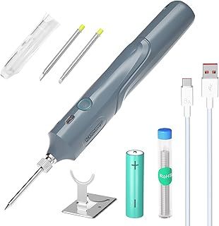 Cordless Soldering Iron Kit with LED Light, Rechargeable Battery, 8W Welding Tool, Adjustable Temp 300-450°C, Fast Heating, Portable