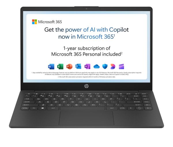 HP 14” Laptop | AMD Athlon Silver 7120U Processor | 4GB RAM | 128GB SSD | AMD Radeon 610M Graphics | HD Display | 12.5 hrs battery | Microsoft 365 Personal 12 month included | Windows 11 | 14-em0000sa