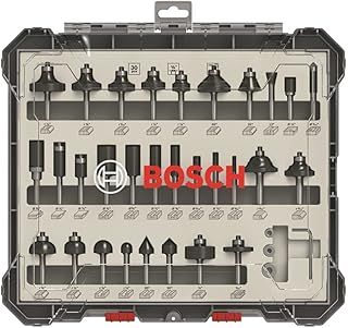 Bosch Professional 30 pcs. Mixed Router Bit Set (for Wood, Ø 1/4 Inch Shank, Accessory Router)