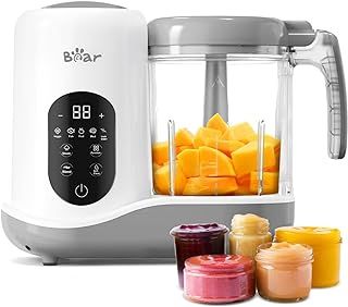 Bear Baby Food Processer, Auto Cooking and Grinding with 4 Menu Multifunctional Baby Food Maker and Steamer Puree Blender, Self Cleans, Touch Screen Control, White