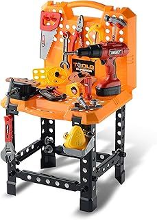 Toy Choi's 82 Pieces Kids Construction Toy Workbench for Toddlers, Kids Tool Bench Construction Set with Tools and Drill, Children Toy Shop Tools for Boys and Girls