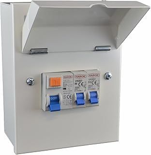 Harok by UEP VUEP902 Metal Garage Consumer Unit Fitted with 63a RCD and 2 MCBs (6a+32a)