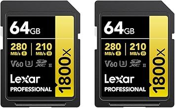 Lexar GOLD Series Professional 1800x 64GB UHS-II SDXC Memory Card, 2-Pack