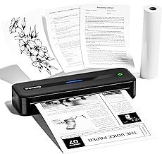 Phomemo M832 Portable Printer, 300dpi Thermal Printer A4 Compatible with Phone & Laptop, Wireless Inkless Printers for Home, Photo, Study, Business Trip, Bluetooth Monochrome Printer, Black