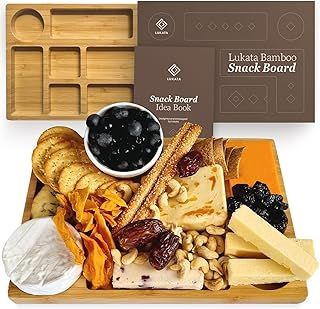 Lukata Grazing Board - Small Charcuterie Board for Snacks Cheese & Appetizers - Durable Bamboo Serving Platter for Parties Guests Picnics - 32cm x 22cm x 2cm