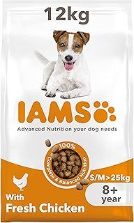 IAMS Complete Dry Dog Food for Senior 8+ Small and Medium Breeds with Chicken 12 kg