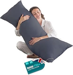 Living Orthopaedic 3ft Bolster Pillow (19”x36”) – Hypoallergenic Long Pillow – Soft & Breathable Full Body Pillow with Grey Pillowcase