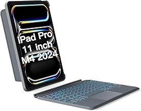 Inateck Keyboard Case for iPad Pro 11 inch (M4) 2024, Detachable Keyboard for iPad Pro 11 inch (M4) 2024, 7-Color Backlight with Trackpad, Vertically/Horizontally, KB04111-11 (Gray)