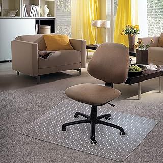 Kuyal Carpet Chair Mat, 48" x 36" PVC Home Office Desk Chair Mat for Floor Protection, Clear, Studded, BPA Free Matte Anti-Slip
