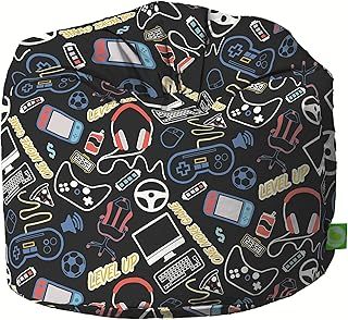 Bean Lazy ® 100% Cotton Large Black Retro Gaming Esports Bean Bag Wtih Filling