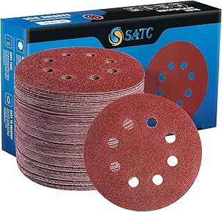 SATC 125mm Sanding Discs 72Pcs Orbital Sander Discs Hook and Loop 125mm Sanding Pads for Random Orbital Sander, 40 60 80 120 180 240 320 Grits Sanding Discs