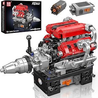 Mould King 10204 V8 Engine Building Toy - Build Your Own V8 Engine Kit That Runs, 8-Cylinder Petrol V8 Car Engine Model Building Kit for Kids/Teens 10+ Years (750 PCS)