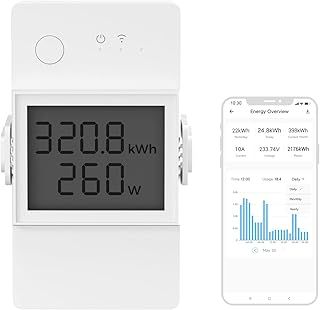 SONOFF WiFi Smart Power Meter Switch 20A, Smart Switch with Power and Energy Monitoring for Smart Home Automation, Works with Alexa, Support Remote Control from eWelink APP, POW Elite POWR320D