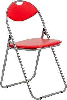Harbour Housewares Padded Folding Chair - Easy Store Metal Frame Office Bedroom Seating - Max Load: 114kg - Red