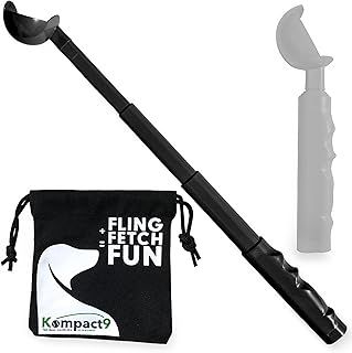 Kompact9 - Retractable, Pocket Sized Dog Ball Thrower, Made From Recycled Plastic, UK Designed and Manufactured, Fits a Standard Tennis Ball (Black)