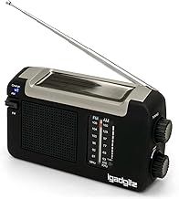 iGadgitz Xtra U4457 Wind Up, Solar & USB Rechargeable Portable AM/FM Radio - Black