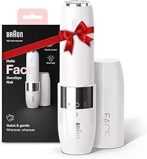Braun Face Mini Hair Remover FS1000, Electric Facial Hair Removal for Women, Lady Shaver,Finishing Touch for Upper Lips, Chin & Cheeks, for Easier Makeup Application, with Smartlight, White