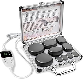 Professional Hot Stone Warmer, Massage Stone Warmer Set, Portable Electric Hot Stone Massage Set, 9 Pieces Hot Massage Stones Made of Basalt, for Massage Therapy, Relaxation, Spa Treatment