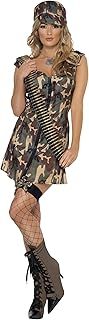 Smiffys Army Girl Costume, Camouflage with Dress & Hat, Land, Sea and Air Forces Fancy Dress, Army Dress Up Costumes