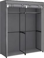 Songmics RYG02GY Wardrobe with 2 Clothes Rails, Clothes Storage, Fabric Wardrobe, Clothes Rack, Folding, for Dressing Room, Bedroom 43 x 140 x 174 cm, Grey