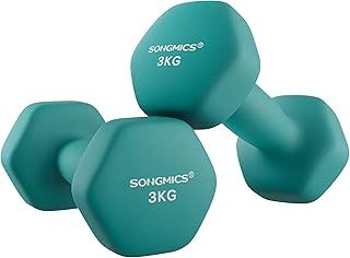 SONGMICS Dumbbells Set of 2 Dumbbells Hexagon Neoprene Coating Strength Training Workout Fitness Training Home