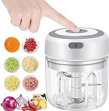 VOUM Mini Food Chopper Electric - Food Processor and Blender, USB Charging Portable Vegetable Fruit Meat Garlic Onion Ginger Chopper with 3 Sharp Blades Grinder,Kitchen Gadget (white-250ml)