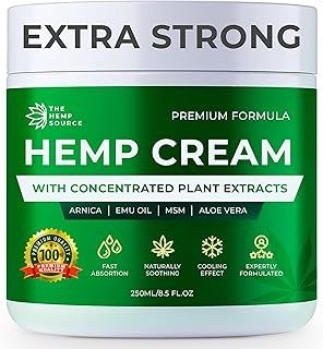 Hemp Cream Extra Strong 250ml | High Strength Formula with Hemp Seed Oil, Arnica & Aloe Vera | Ideal for Back, Knees, Feet, Neck & Joints