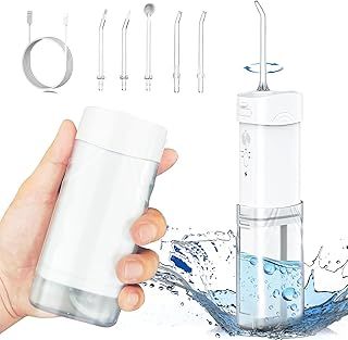 Foldable Oral Irrigator with 5 Modes, Portable Cordless Water Dental Flosser 5 Replaceable Jet Tips, Rechargeable IPX7 Waterproof Teeth Cleaner for Home and Travel
