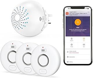 SINGCALL Wi-Fi Water Sensor Alarm Leak Detector For Home Water Spill Leak Detector Water Leak Alarm For Kitchens Basements Bathrooms 3 Detectors and 1 Gateway(2.4G Only)