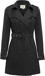 SS7 Women's Trench Coat Size 14 Beige Mac Jacket Ladies Long Sleeve 2 Pockets Open Back Fully Lined Rear Split Button Fastening Detachable Belt Salmon Blue