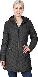 Outdoor Ventures Womens Winter Thermolite Long Puffer Coat, Ladies Lightweight Quilted Parka Windproof Waterproof Warm Insulated Jacket with Hood