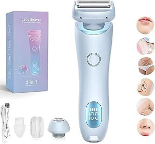 Solys Smooth Shave 2 in 1 Wet & Dry Electric Waterproof Razor, Painless Hair Removal, Pro for Women (Blue)