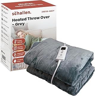 Grey Soft Heated Warm Throw Over Blanket with Timer and 10 Heat Settings 120x160cm