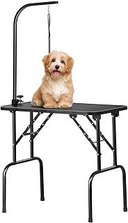 Yaheetech 32'' Portable Pet Grooming Table Collapsible Dog Grooming Table for Small Dog/Cat Beauty Trimming Table w/Adjustable Arm/Loop Noose