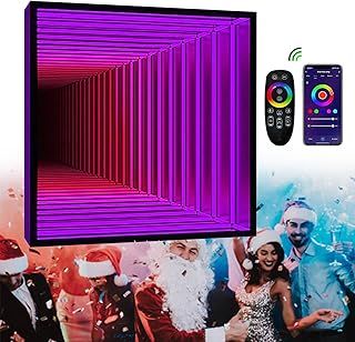 Infinity Mirror Tunnel Lamp, Multi Color Changing Light, Remote Control LED Infinity Wall Mirror Frame, Endless Magical Lighting, for Bedroom, Gaming Room, Bar,Square-11.8"/30cm