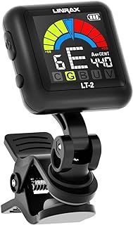Linrax LT-2 Guitar Tuner Rechargeable Clip On Tuner for Guitar, Bass, Ukulele, Violin, Banjo, Chromatic Tuner with LCD Color Display, Digital Tuner for Stringed Instruments, Guitar Accessories, Black