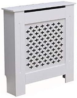 Kensington Radiator Cover Modern MDF Wood White Grey Cross Pattern Living Room Bedroom Hallway Cabinet (Small Grey)