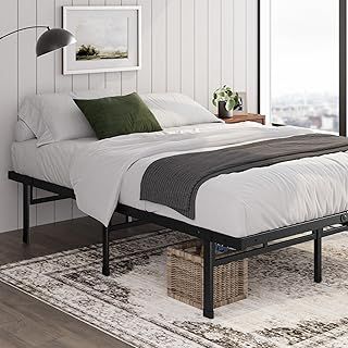 ZINUS Justin Single Bed frame - Bed 90x190 cm - 36cm Height - Metal bed frame with Underbed storage and steel slat support - Black
