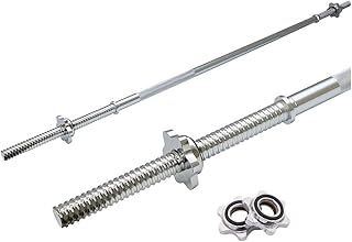 Barbell with Chrome Spinlocks Weight lifting Bar 6ft 1" Standard Press & Curl Bar