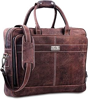 Leather Laptop Bag for Men – 18 Inch Messenger Bag with Padded Laptop Case
