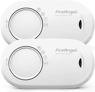 FireAngel Carbon Monoxide Detector 10-Year Life Sealed Battery - FA3820 Carbon Monoxide Alarm for Home and Holiday - Portable CO Alarm - Travel Carbon Monoxide Detector and Monitor - 2-Pack - White
