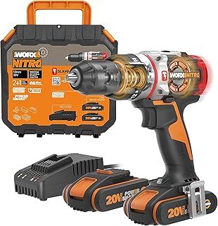 WORX Nitro 18V(20V MAX) Cordless Impact Drill WX354, Slammer Drill, 60N.m, 2-Speed, 2 x 2Ah Batteries Included