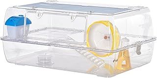 PawHut Hamster Cage, 2 Tier Gerbil Cage with Running Wheel, Water Bottle, Dish